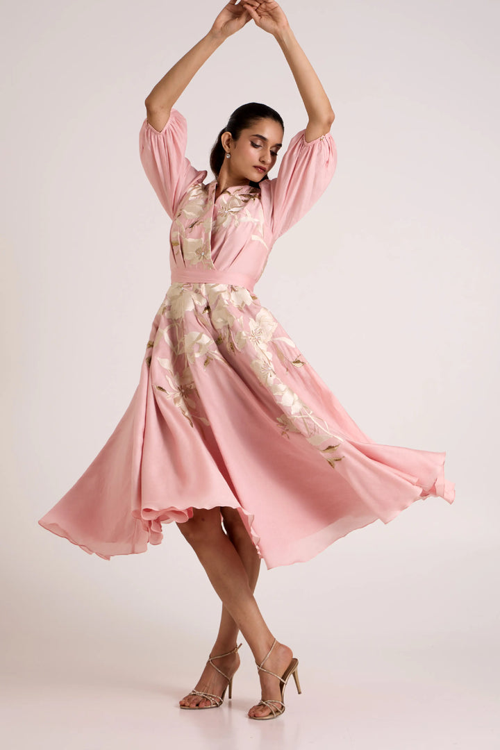 Ice Pink Saira Circular Midi Dress
