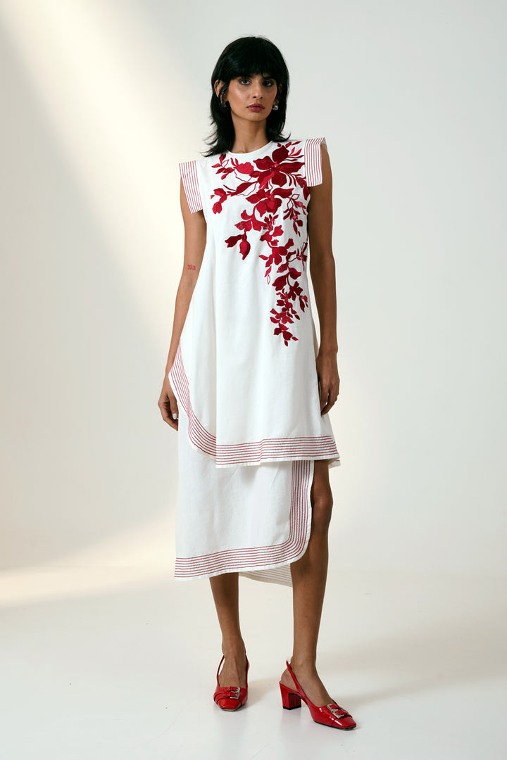 MARSALA - LAYERED MIDI DRESS