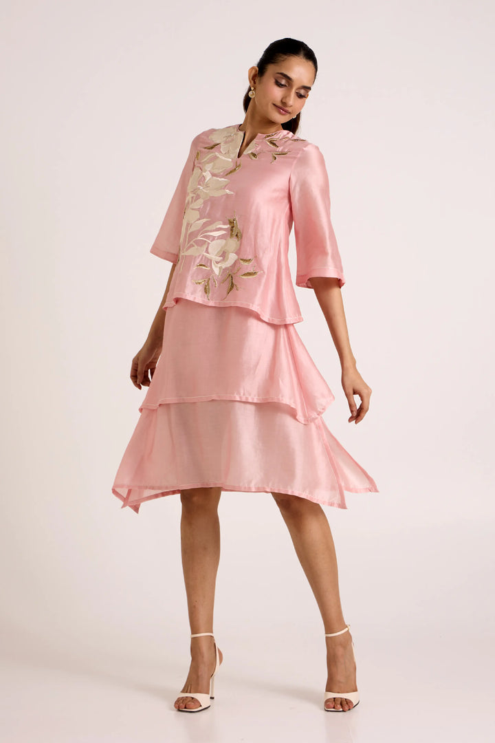 Ice Pink Quinn Terraced Dress