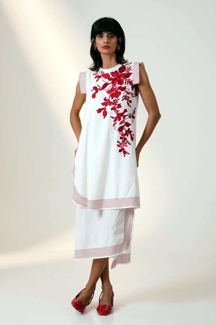 MARSALA - LAYERED MIDI DRESS