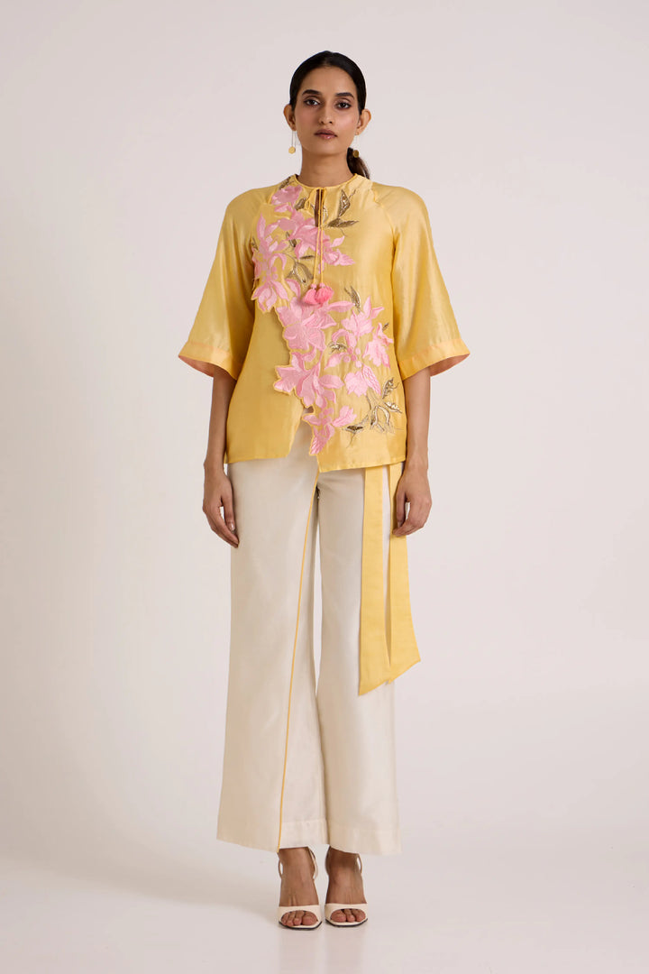 Butter Yellow Mirza - Scalloped Bloom Top + Flap Pants