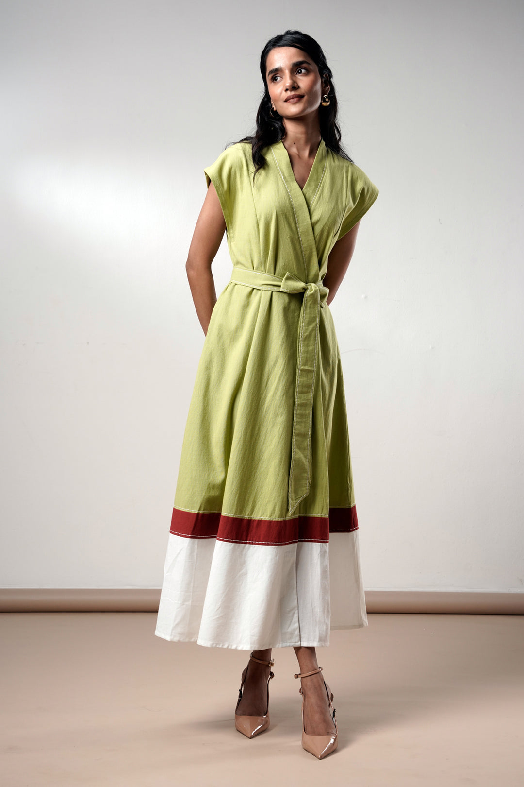 Rihana-olive-Flame Midi Dress