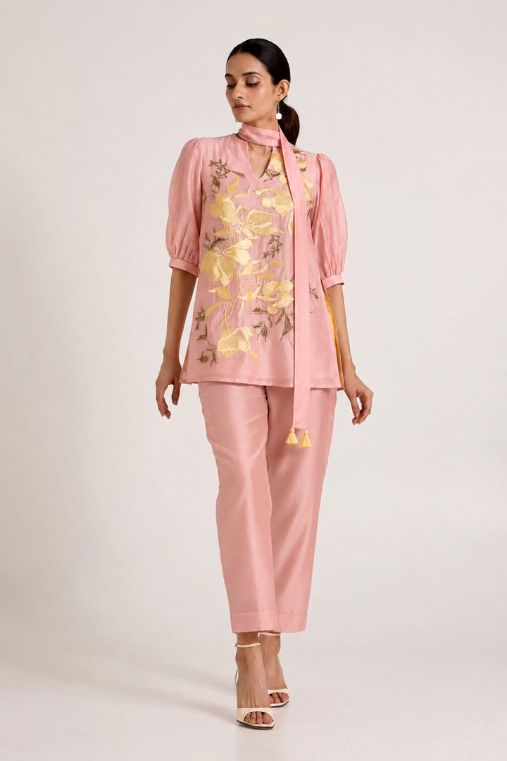 Ice Pink Lysha - Sleek Scarf Evening Top + Pants