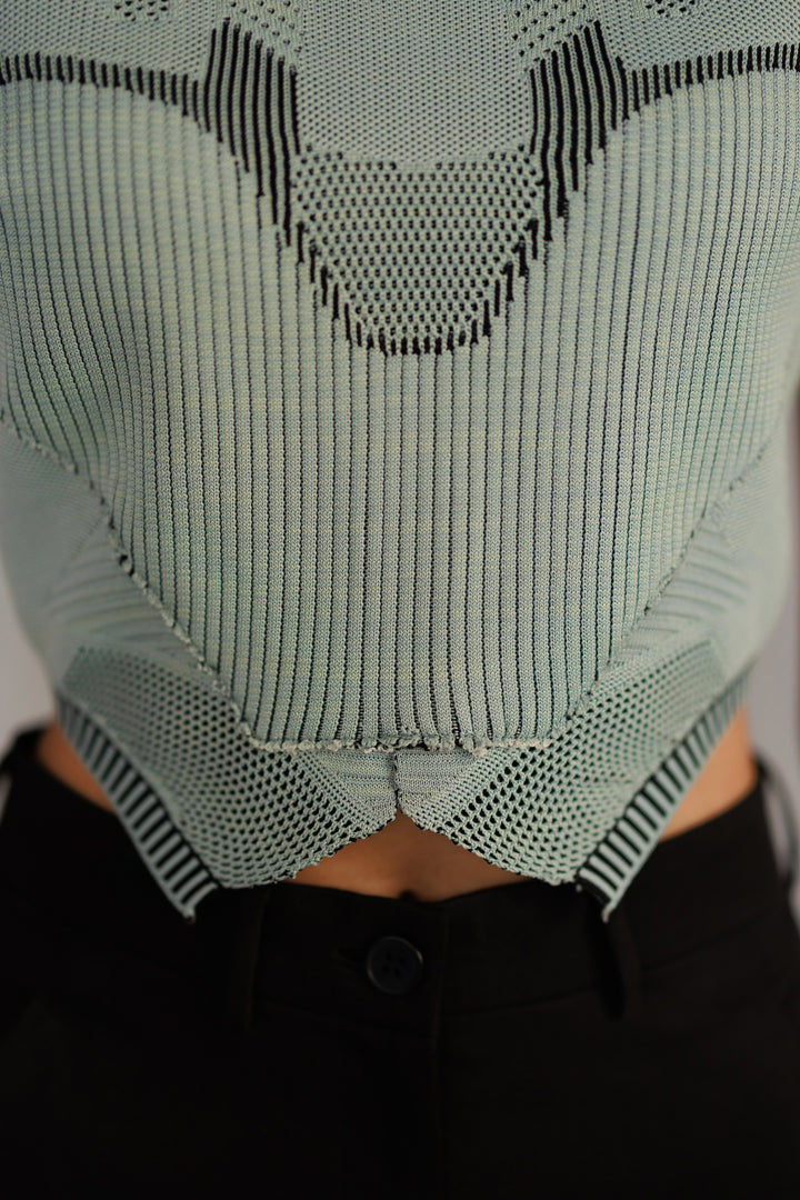 Grey Knitted panel top set