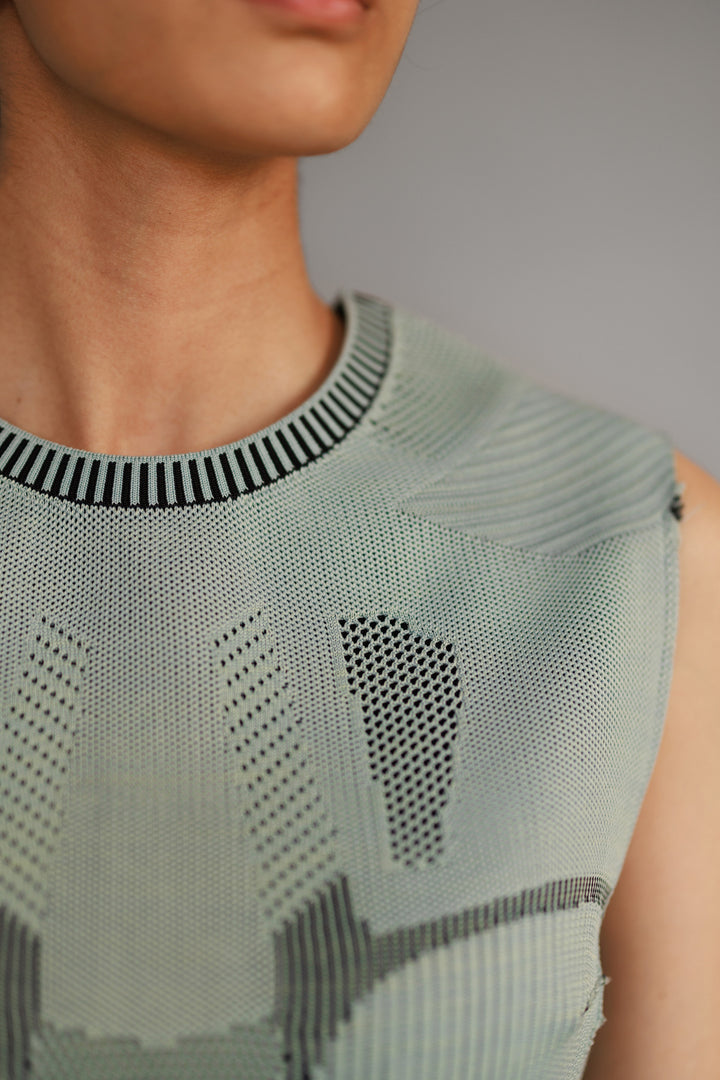 Grey Knitted panel top set