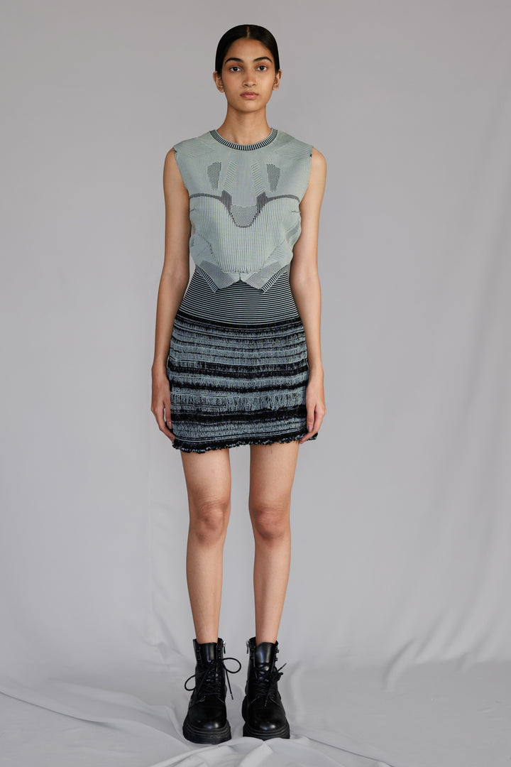 Grey Knitted panel skirt top