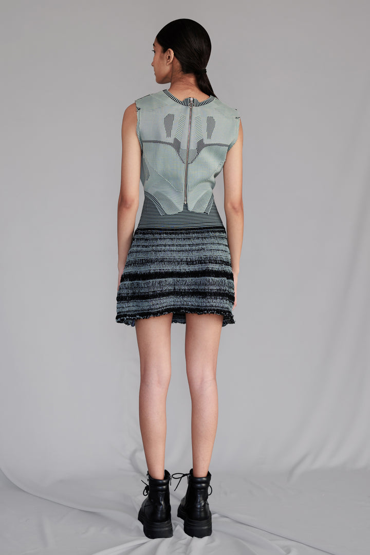 Grey Knitted panel skirt top