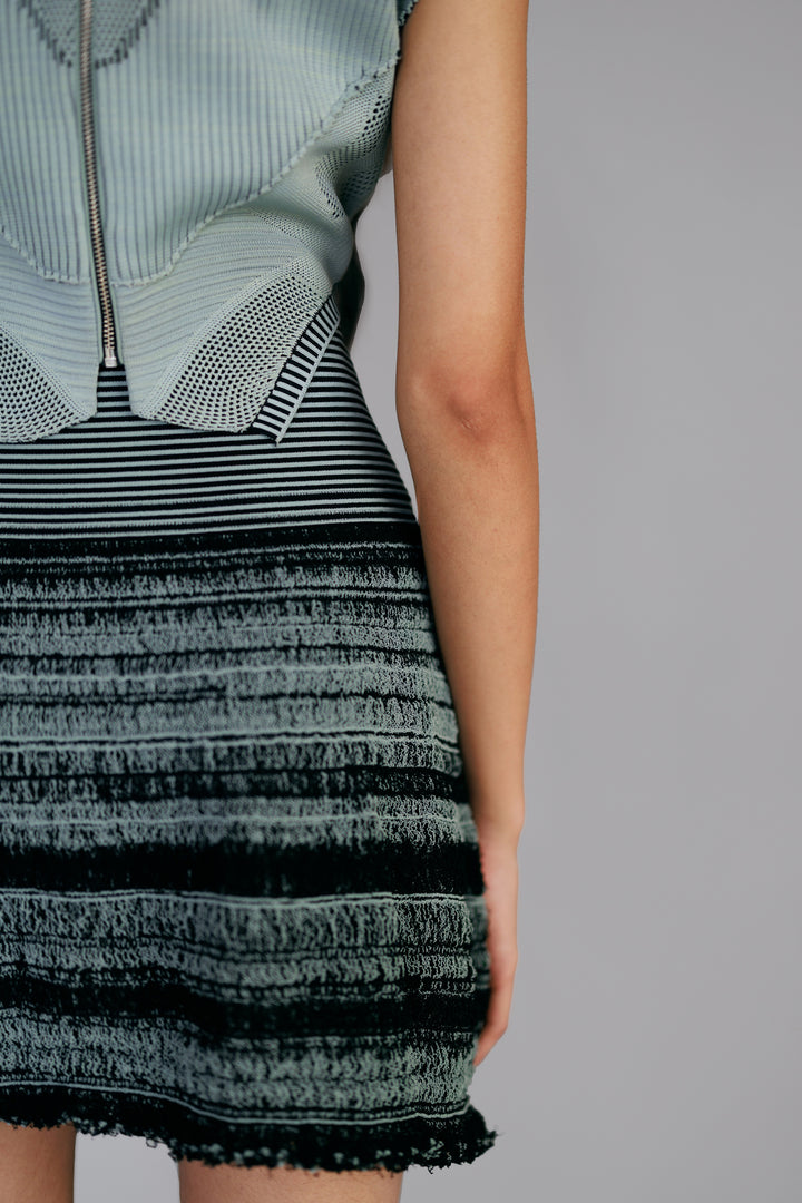 Grey Knitted panel skirt top