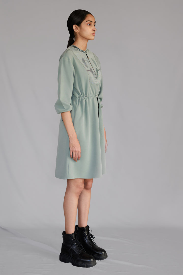 Grey Knitted panel short dress