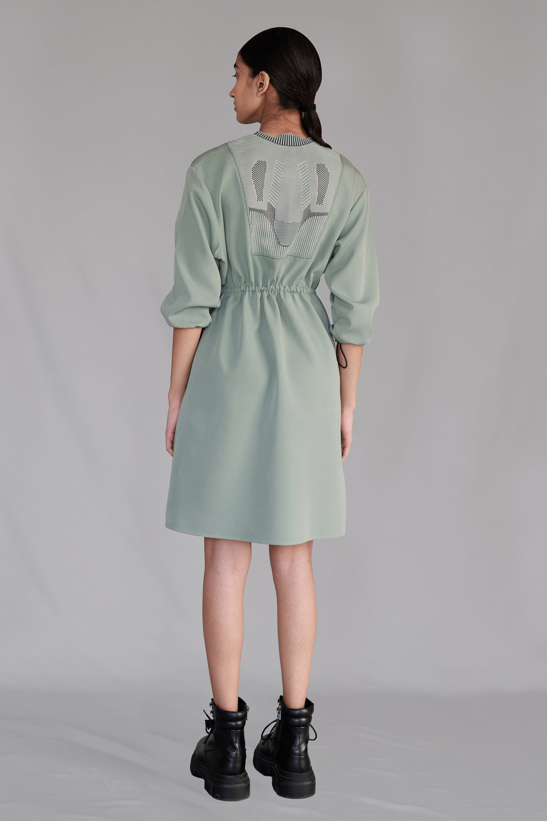 Grey Knitted panel short dress