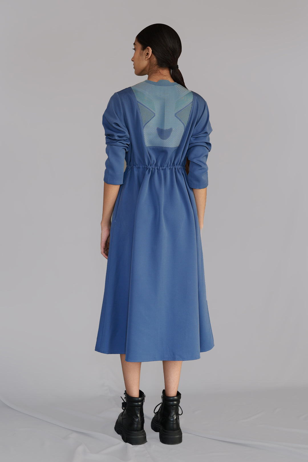 Blue Knitted panel short dress