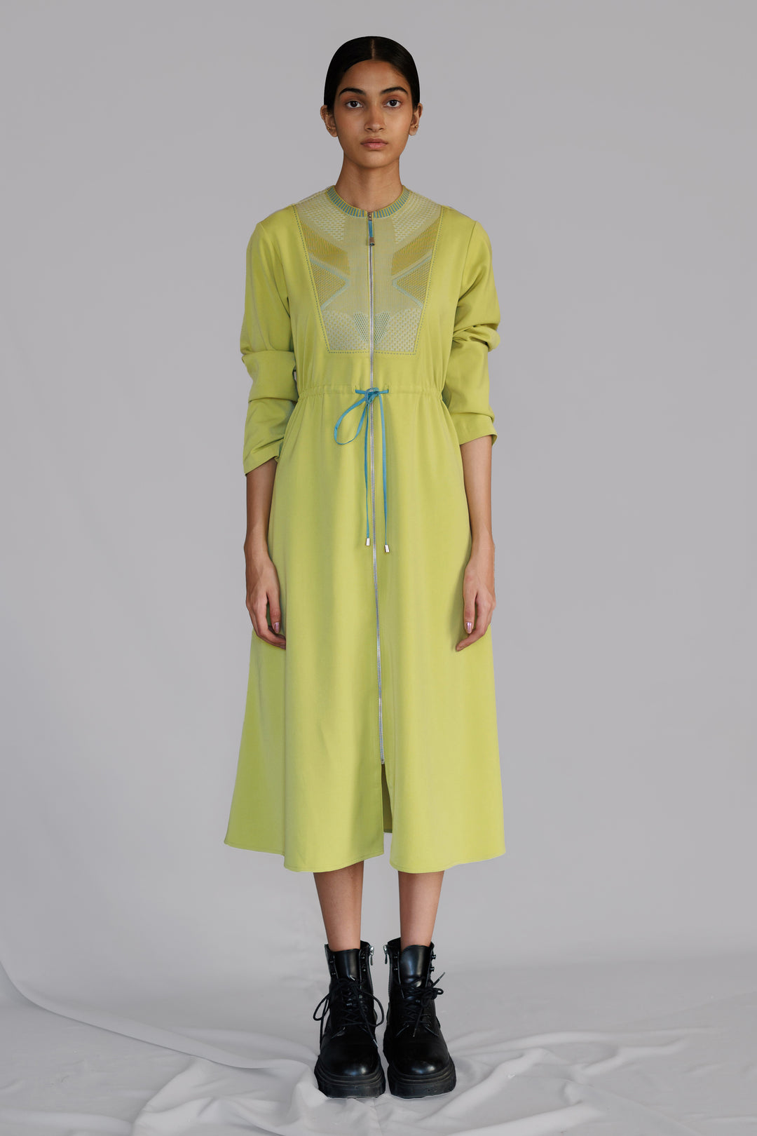 Lime Knitted panel dress