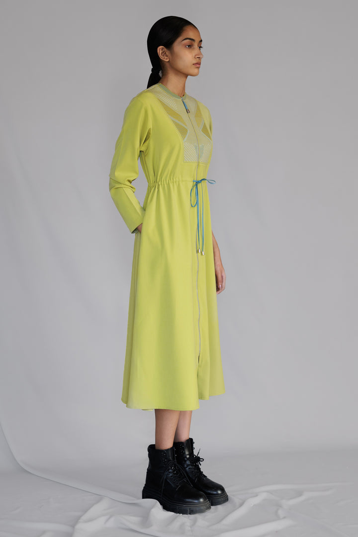 Lime Knitted panel dress