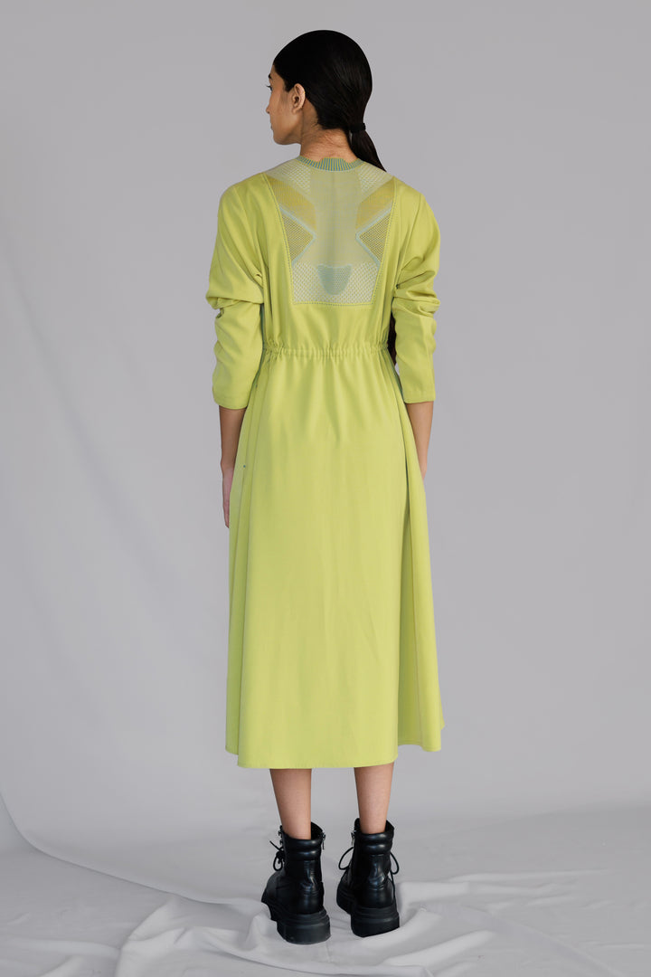Lime Knitted panel dress