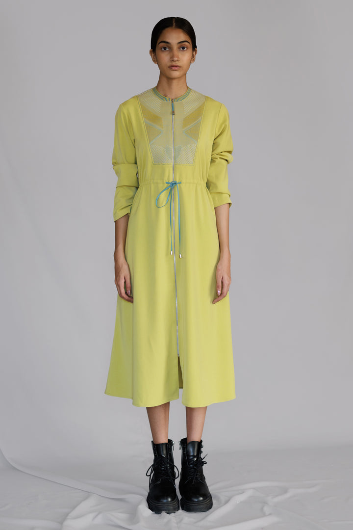 Lime Knitted panel dress