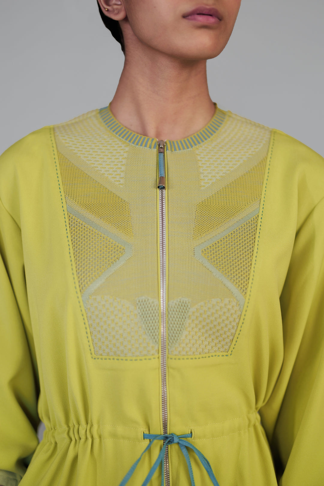 Lime Knitted panel dress
