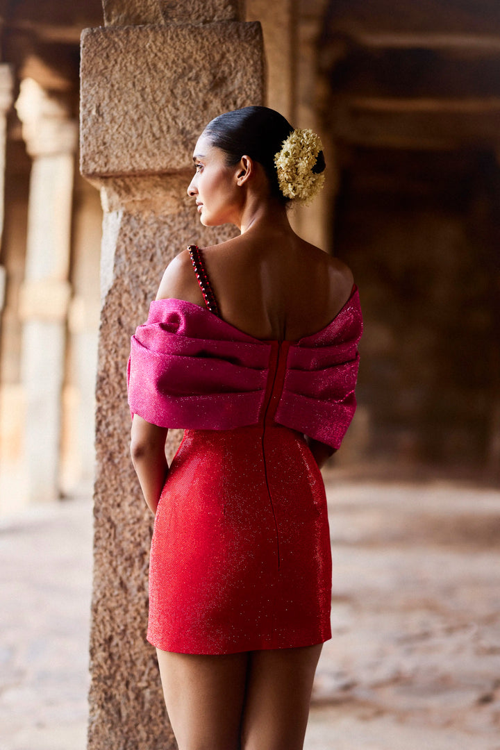 Azhi red dress with bow
