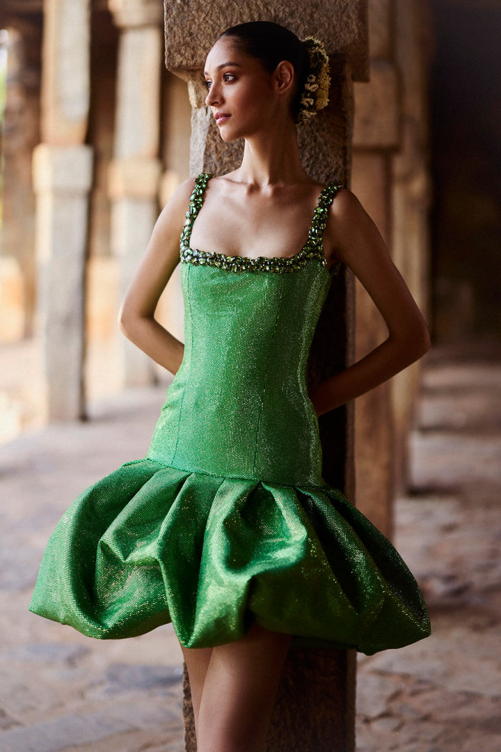 Raajney green mini dress with volume