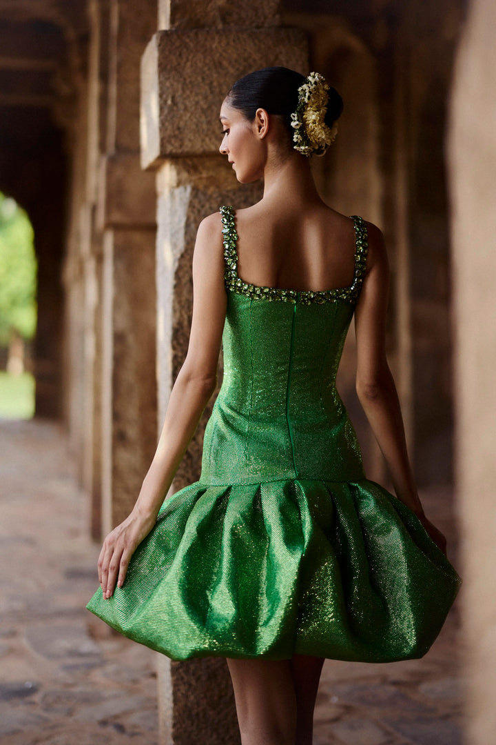 Raajney green mini dress with volume