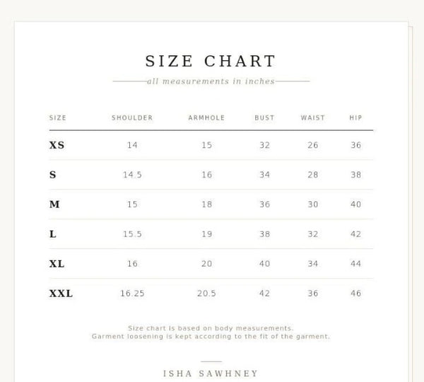 Size Chart (cm)