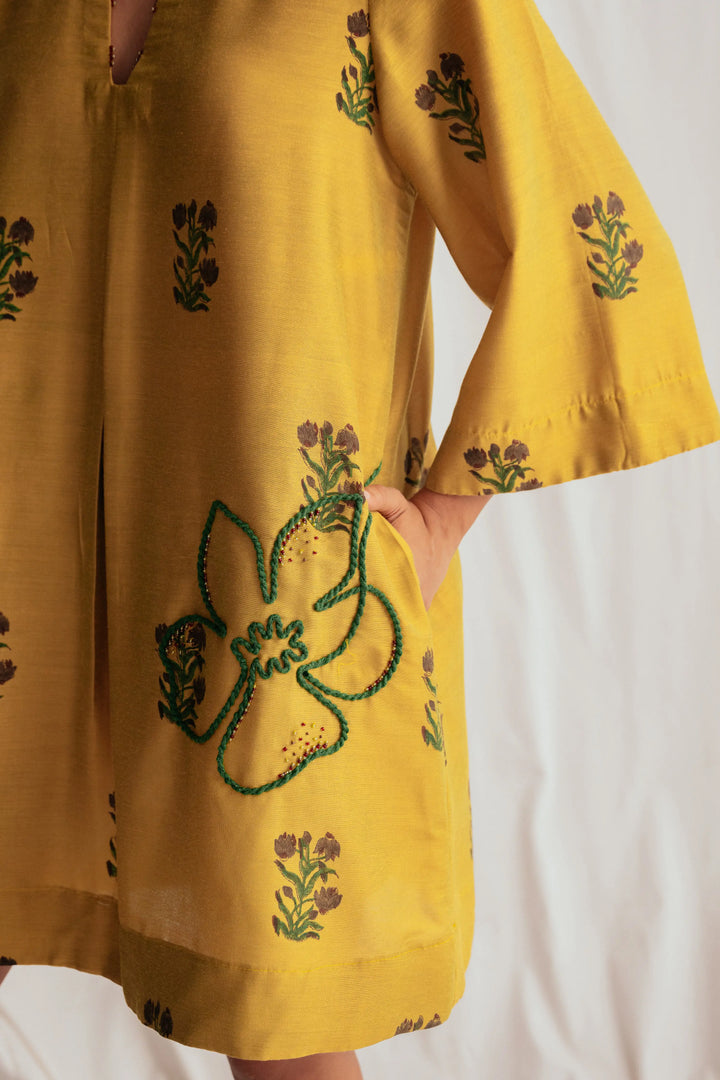 Nimbu Silk Shift Dress