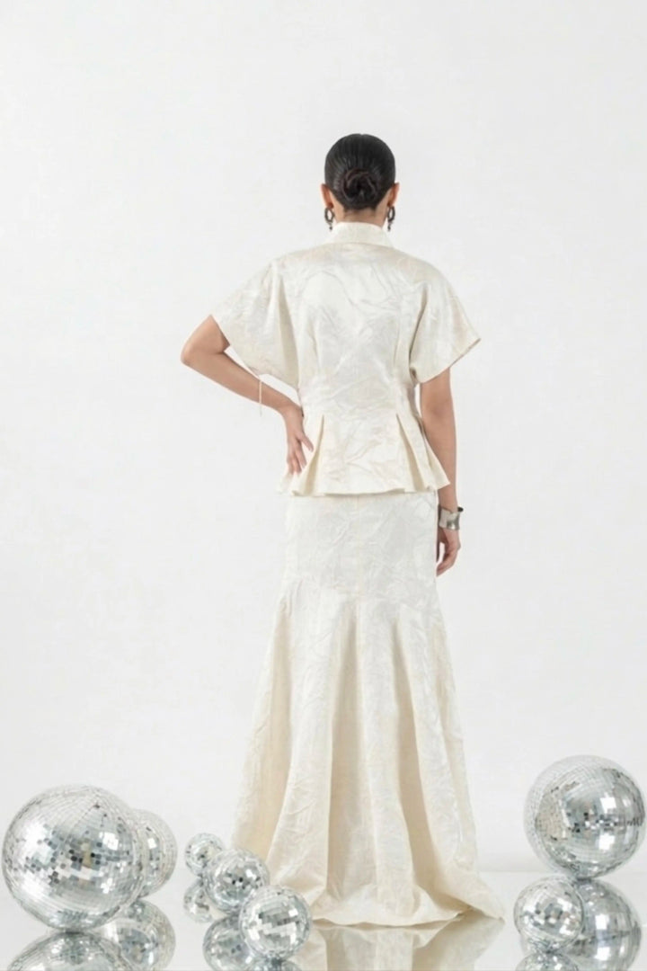 Ivory Hand-Embellished Top with Skirt