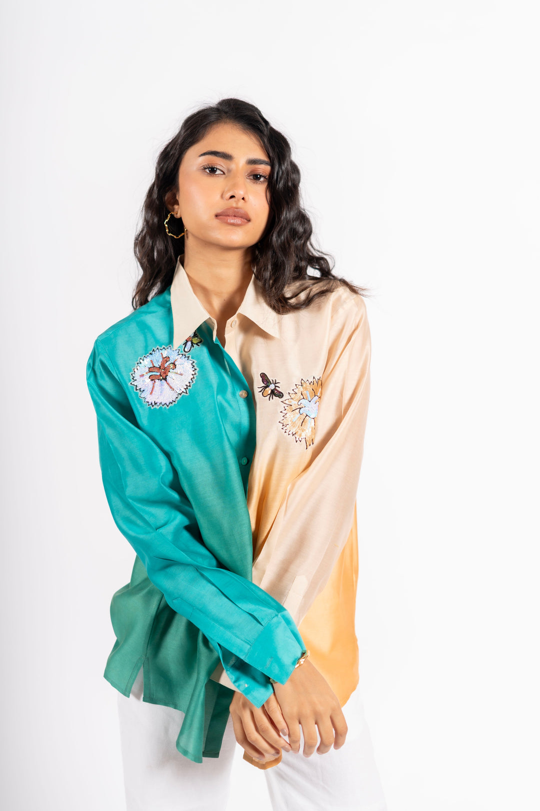 Walker Shirt Multi Teal Ecru