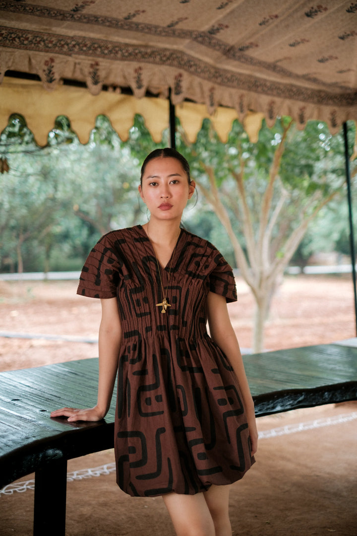 Meknes kimono dress - Brown