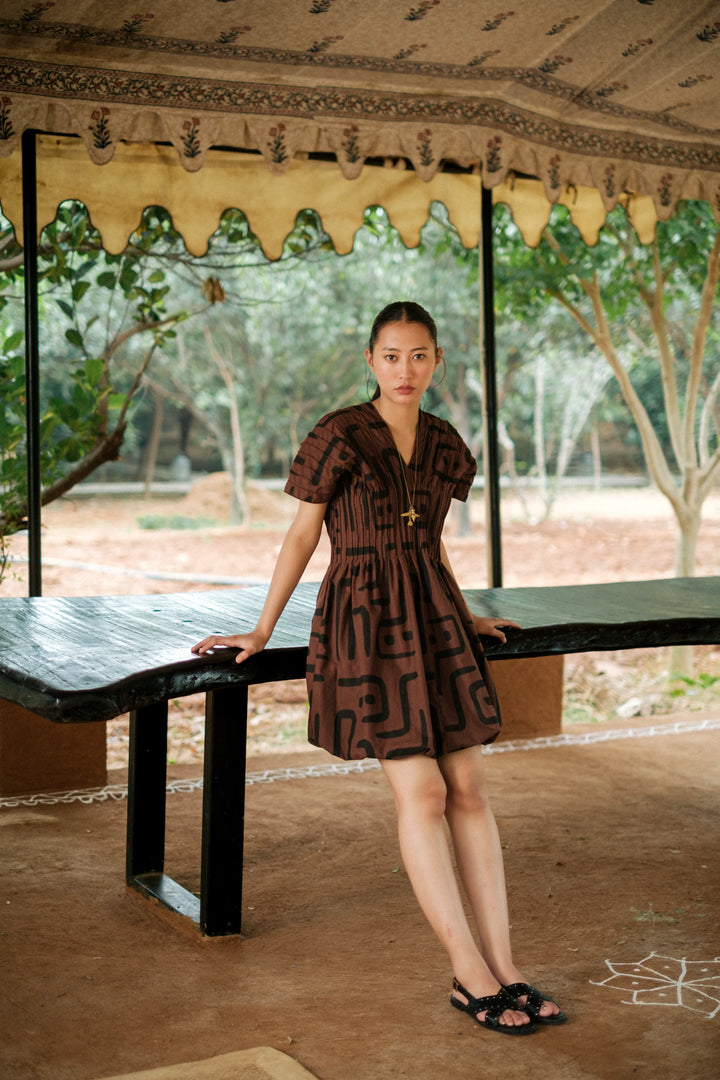 Meknes kimono dress - Brown