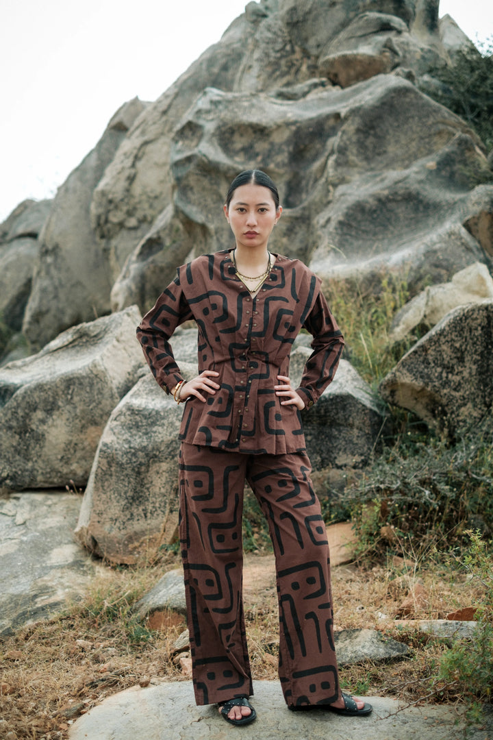 Izu peplum top - Brown