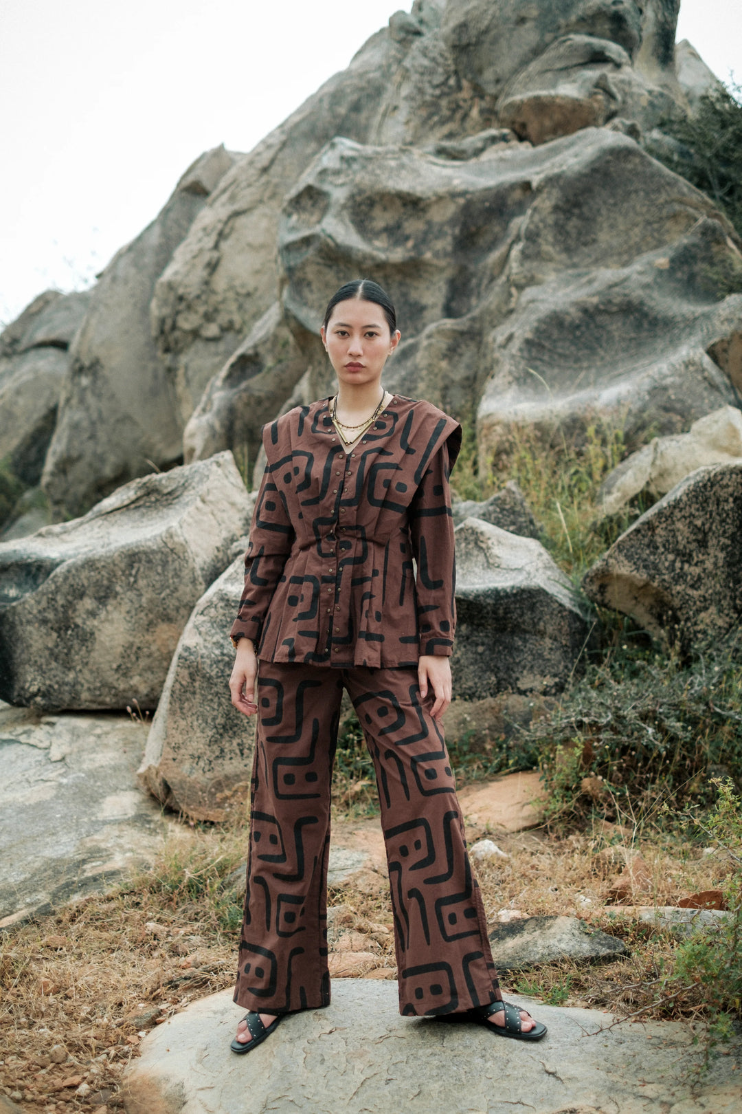 Izu peplum top - Brown