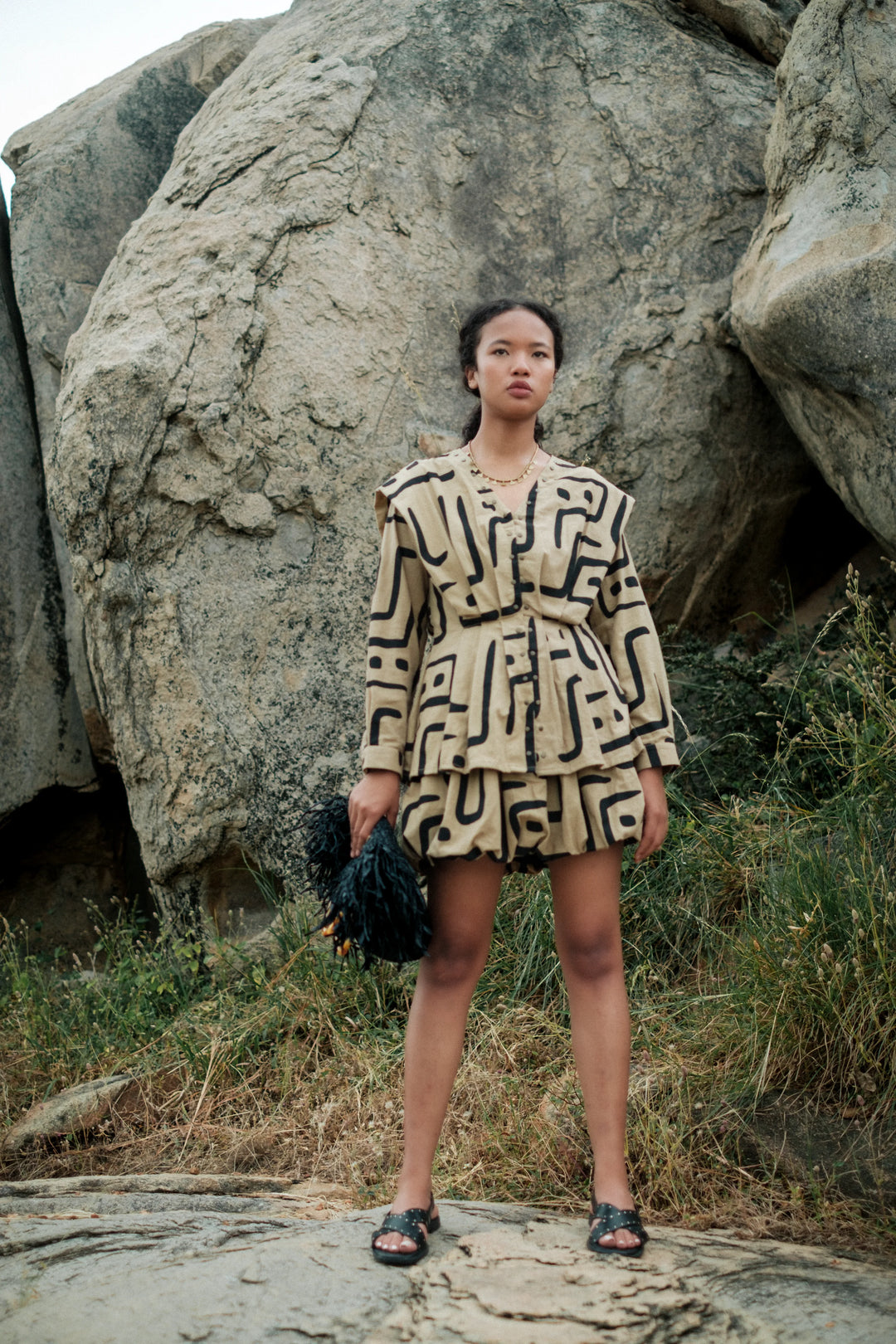 Izu peplum top - Khakhi