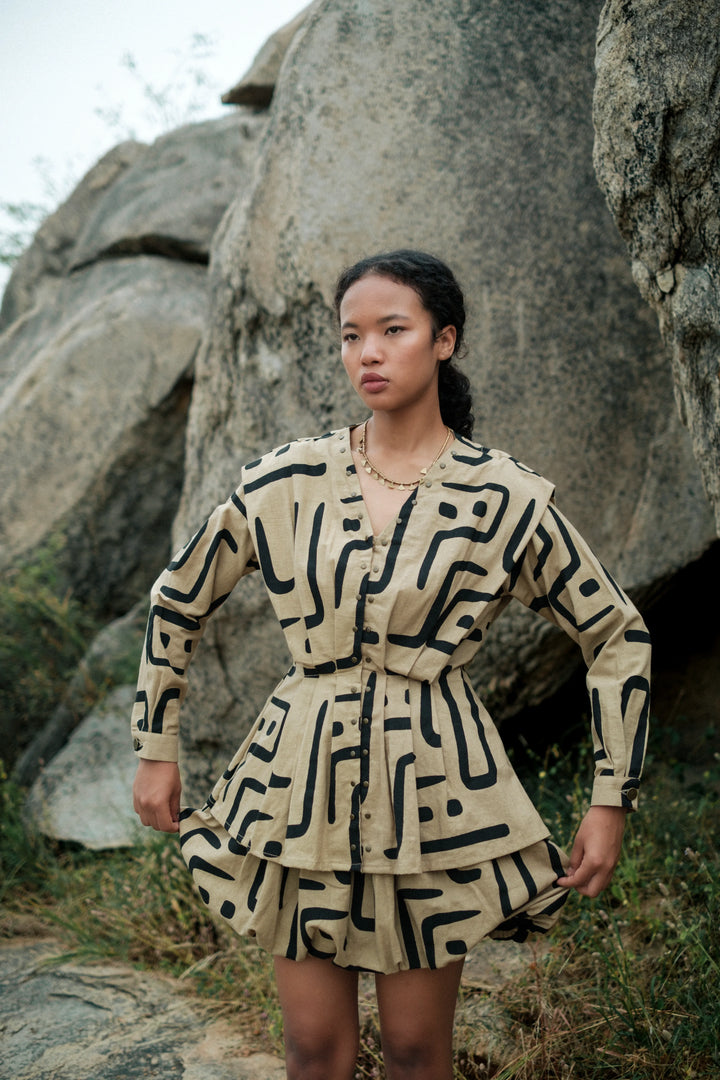 Izu peplum top - Khakhi