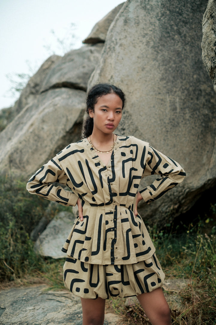 Izu peplum top - Khakhi