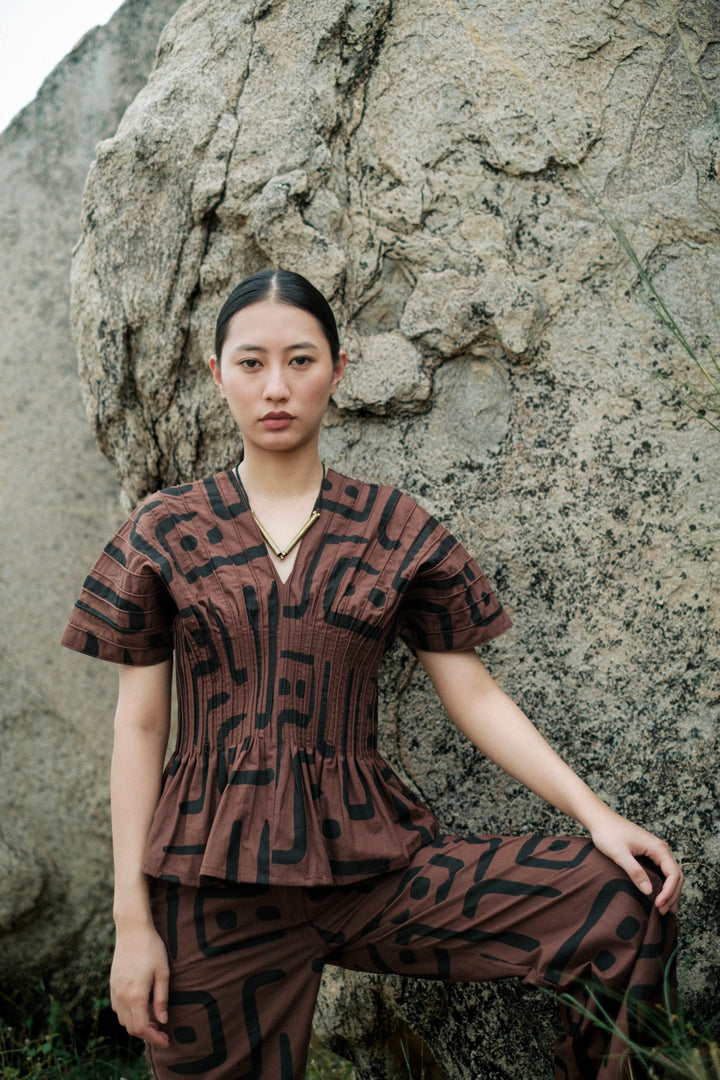 Meknes kimono top - Brown