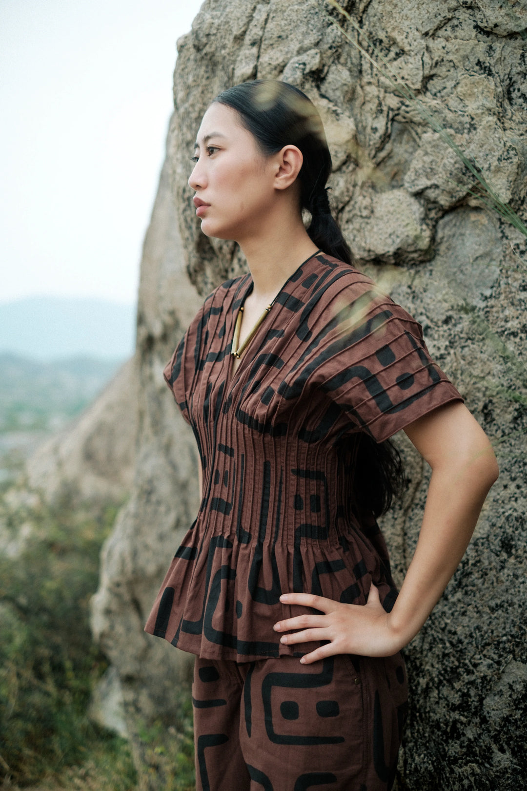 Meknes kimono top - Brown