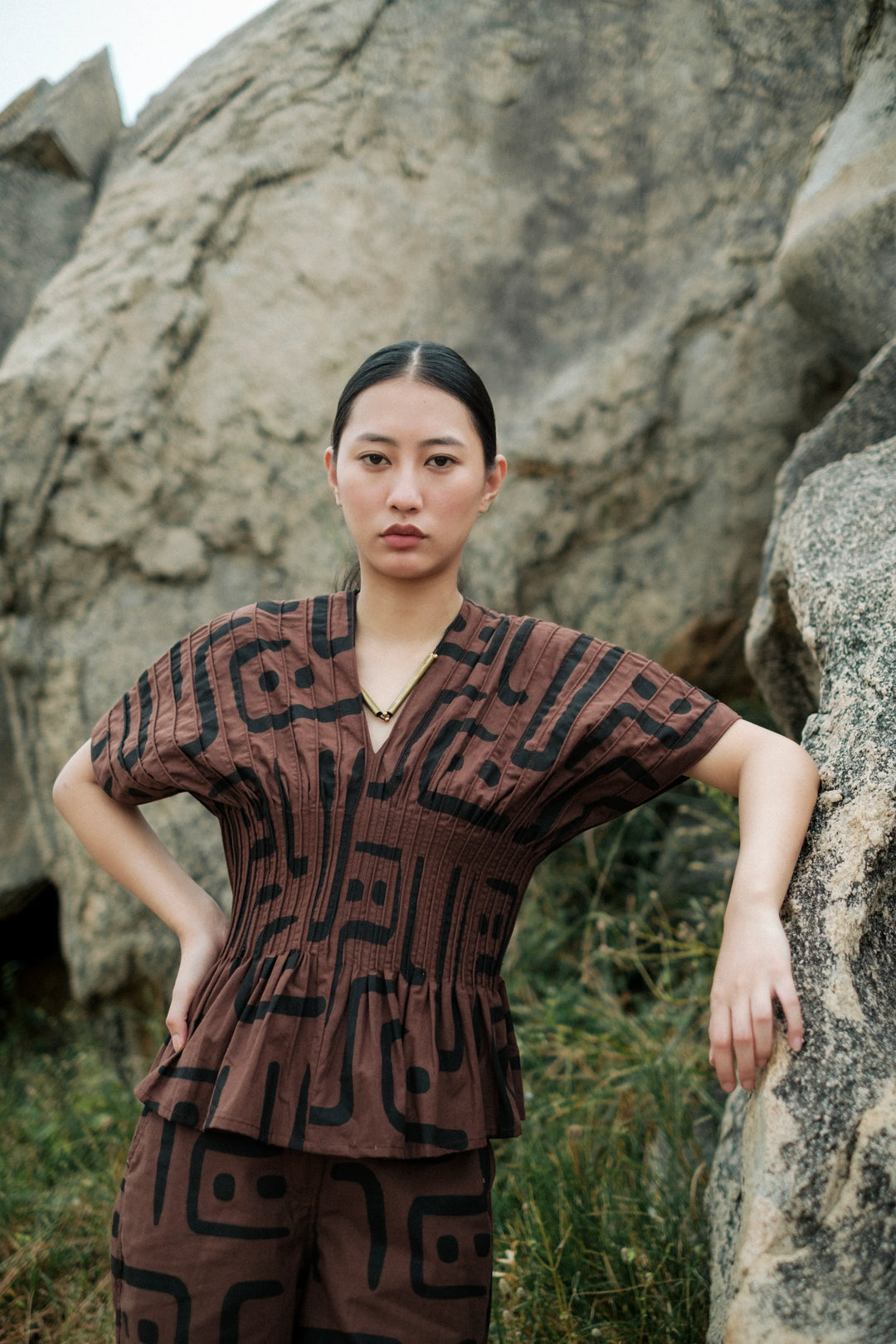 Meknes kimono top - Brown