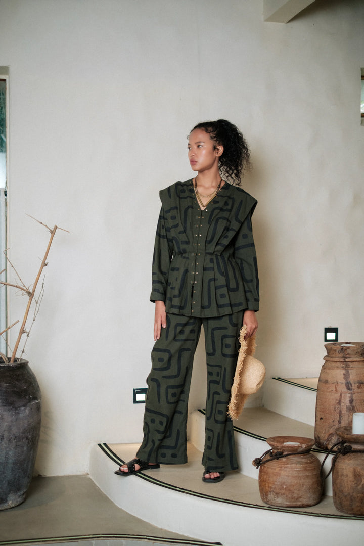 Izu peplum top - Green