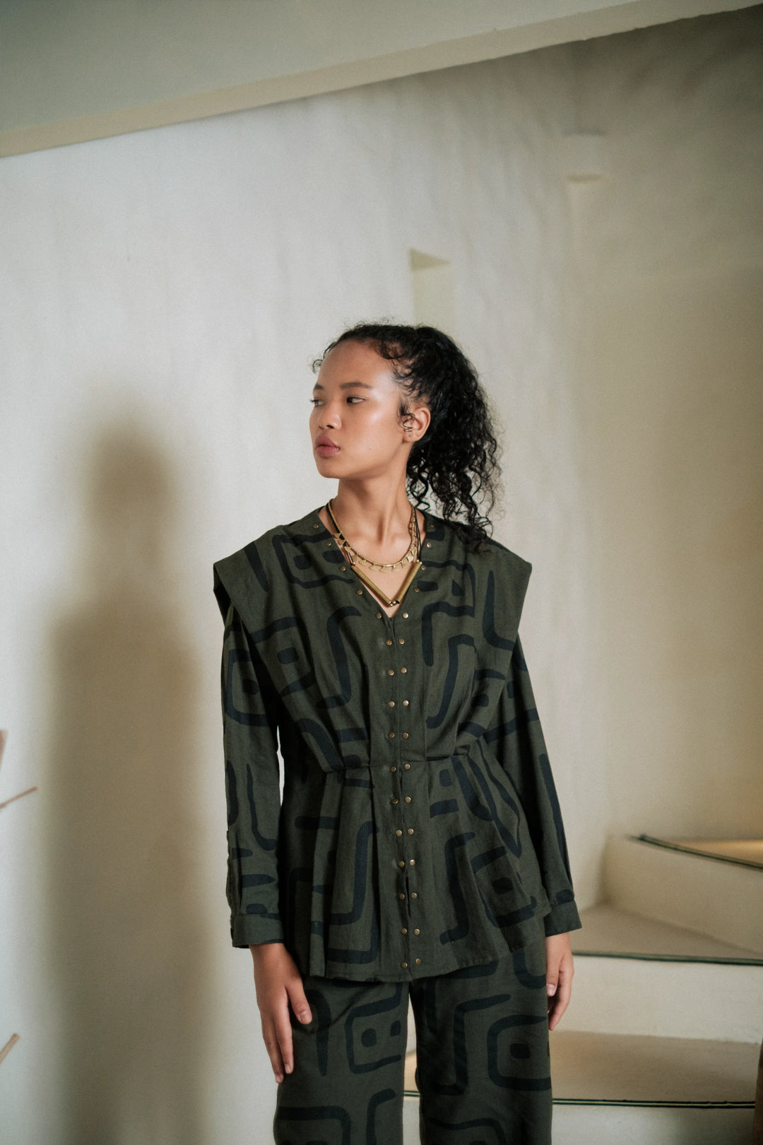 Izu peplum top - Green