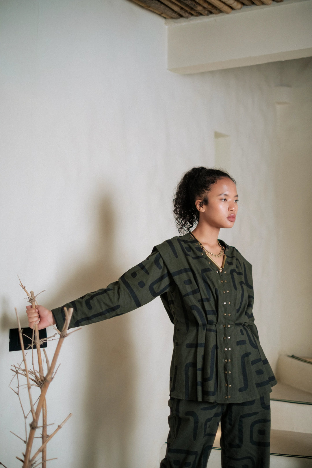 Izu peplum top - Green