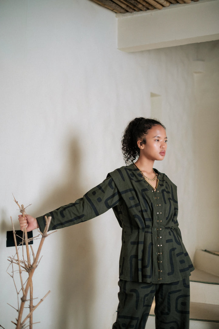 Izu peplum top - Green