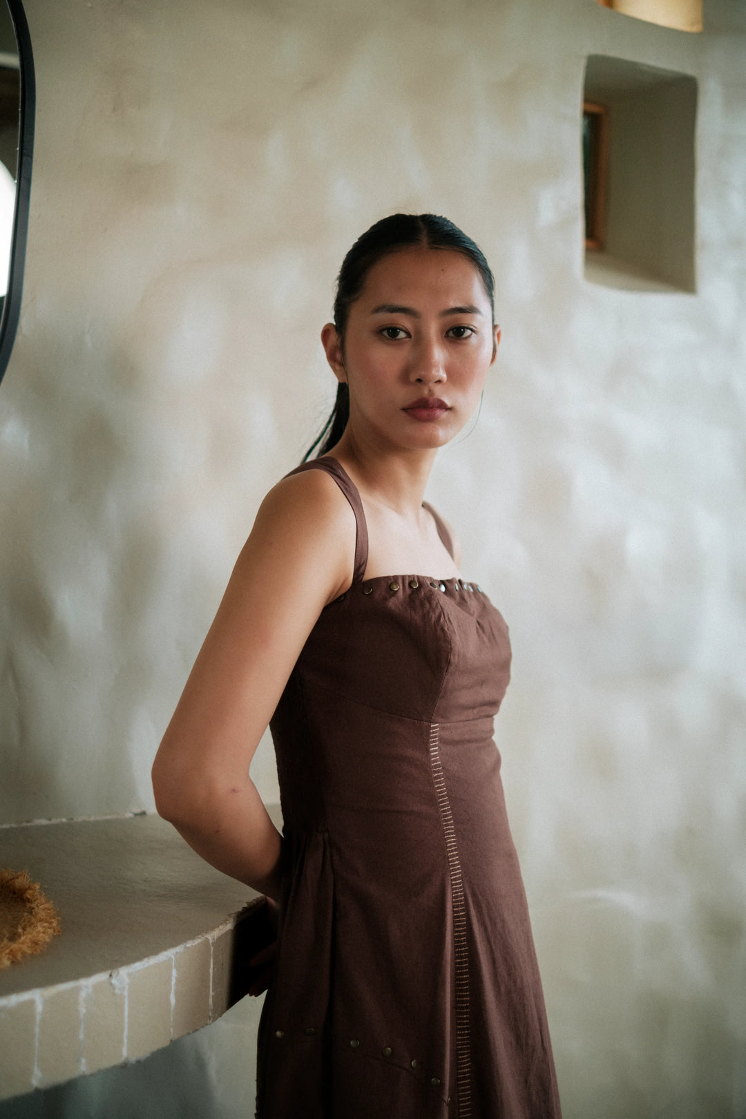 Kaza slip dress long - Brown