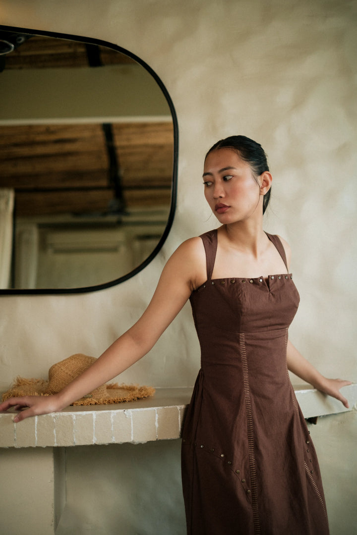 Kaza slip dress long - Brown