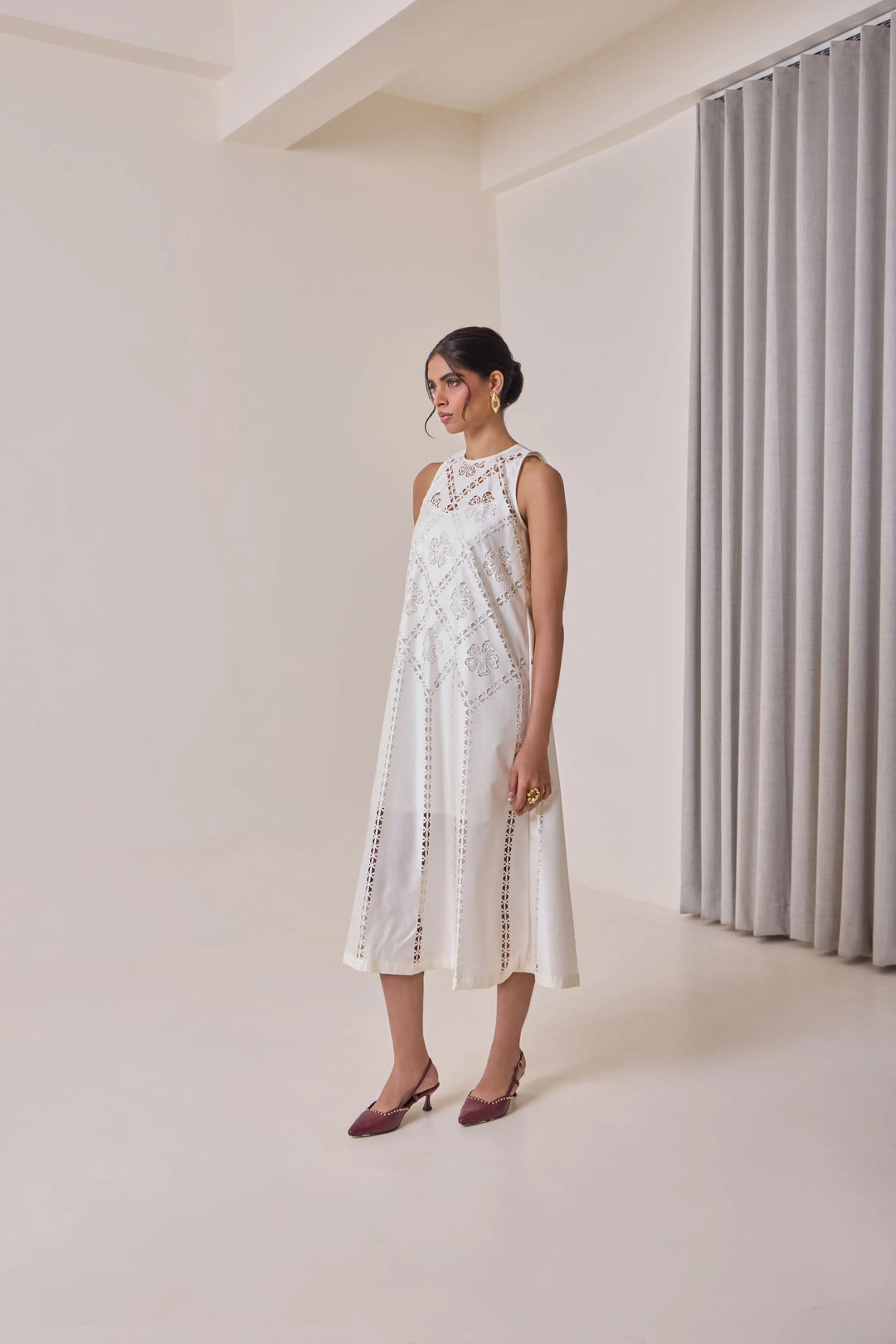 Pearl Cut-Work Midi