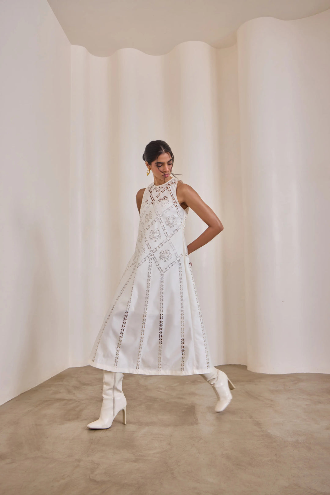 Pearl Cut-Work Midi