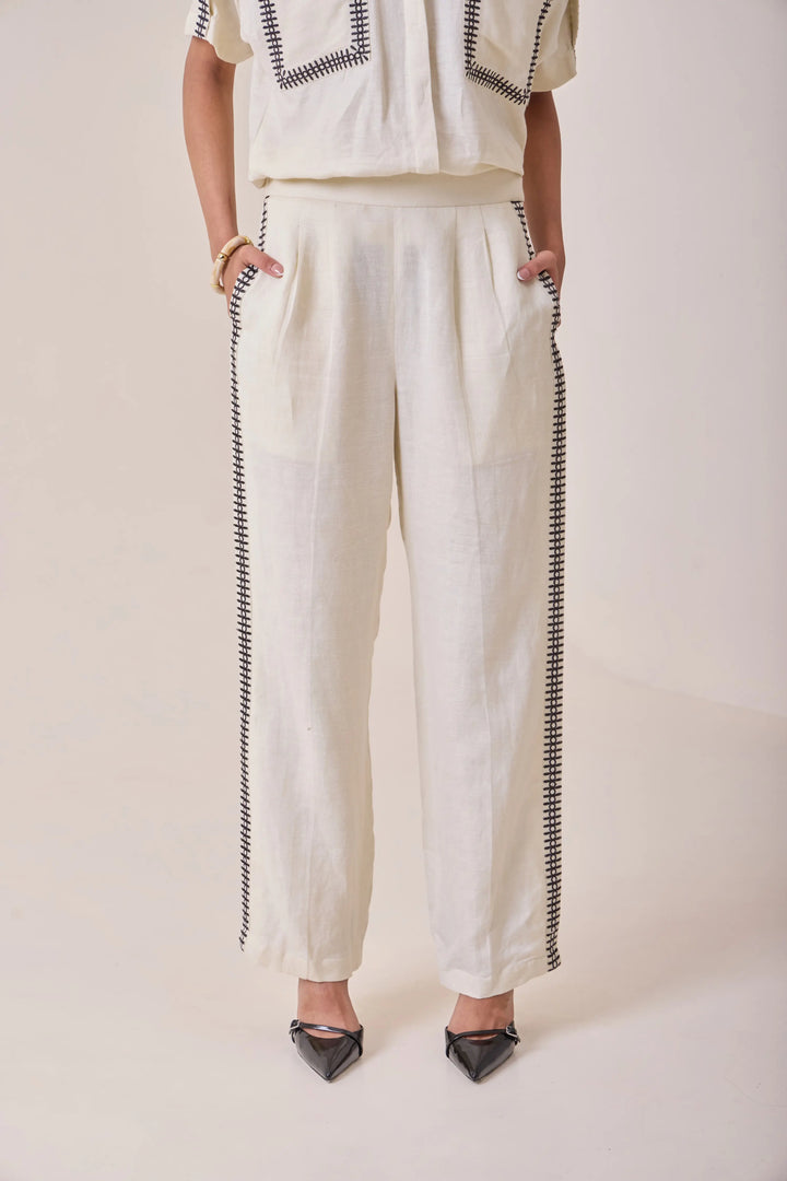 Linen Thread-Work Pants