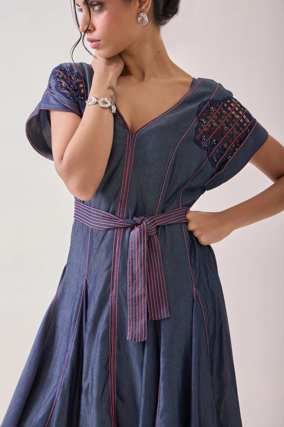 Pink Pop Denim Midi