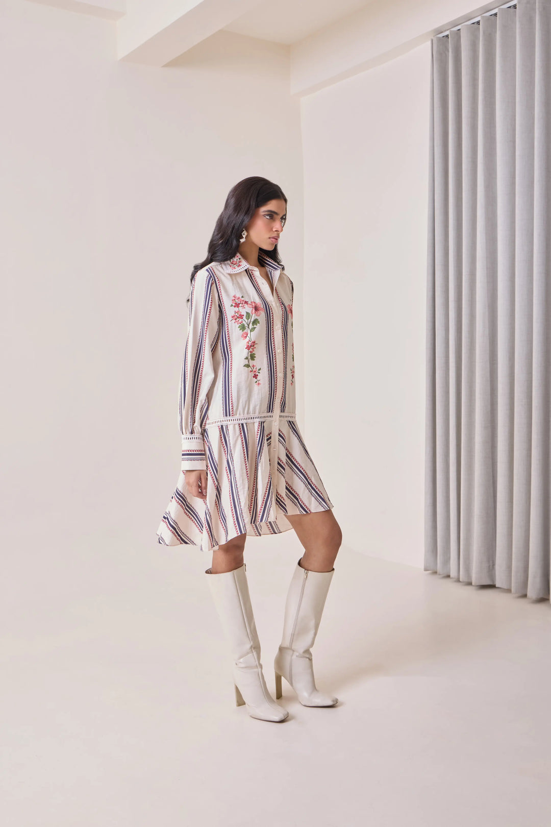 Creme Petal Shirt Dress