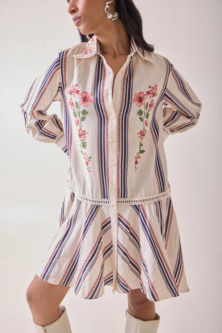 Creme Petal Shirt Dress