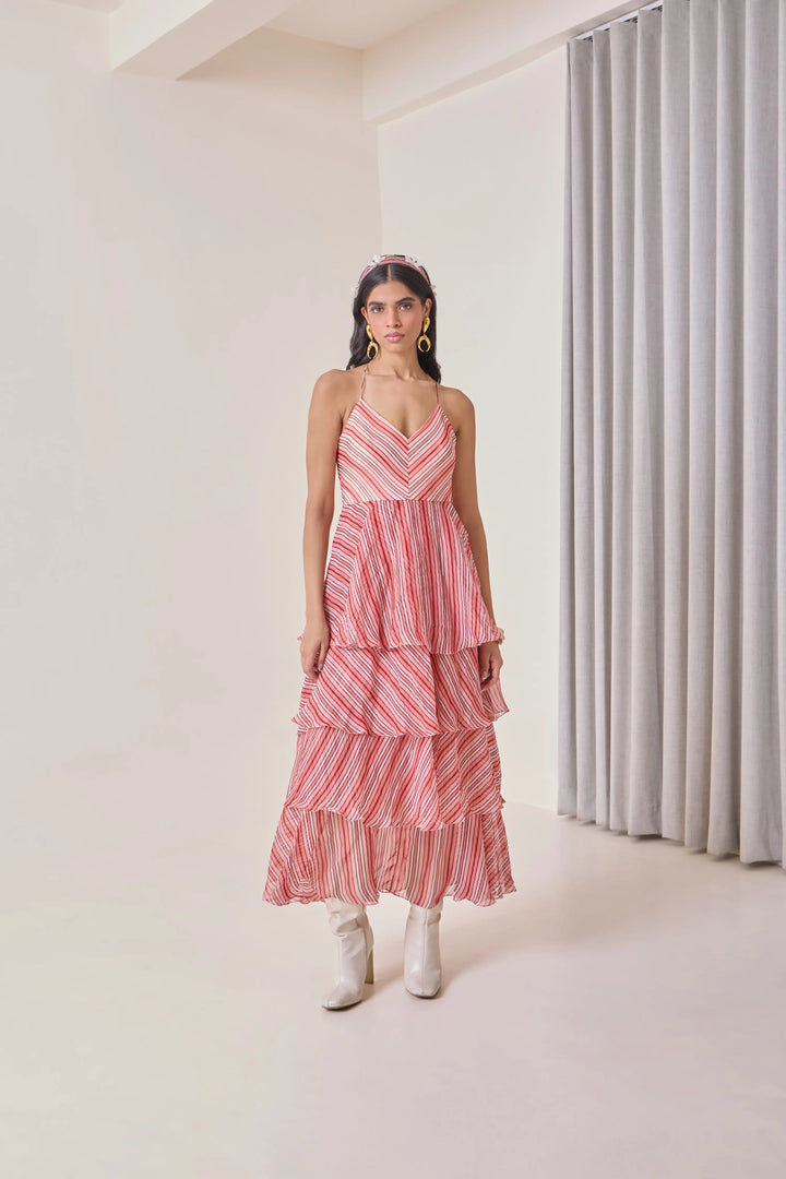 Plum Ruffled Maxi Dress